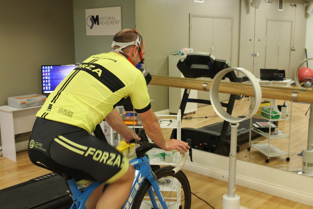 Fitness testing by an athlete on bike